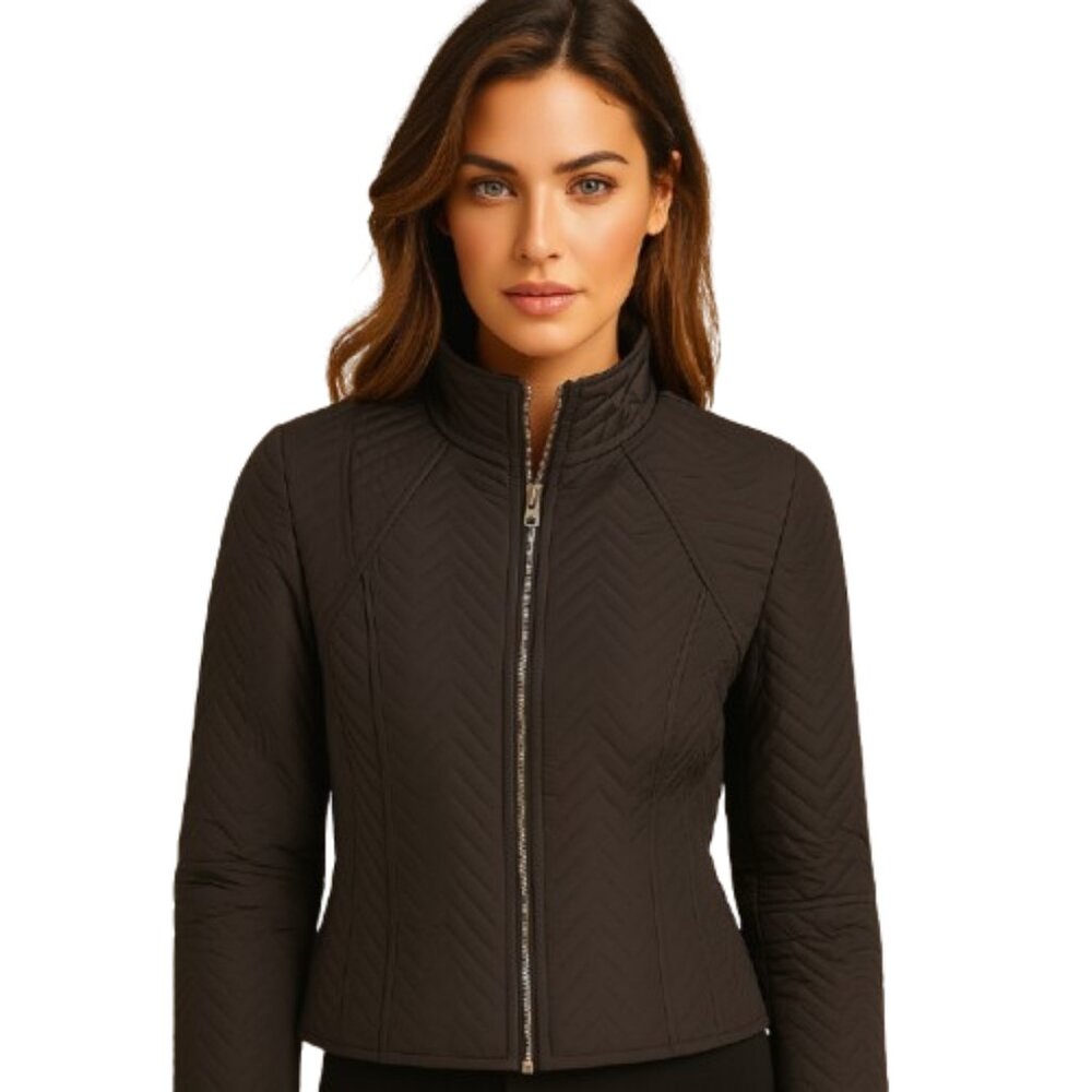 Jax Bomber jacket Size 8 black quilted full zip lined Vintage